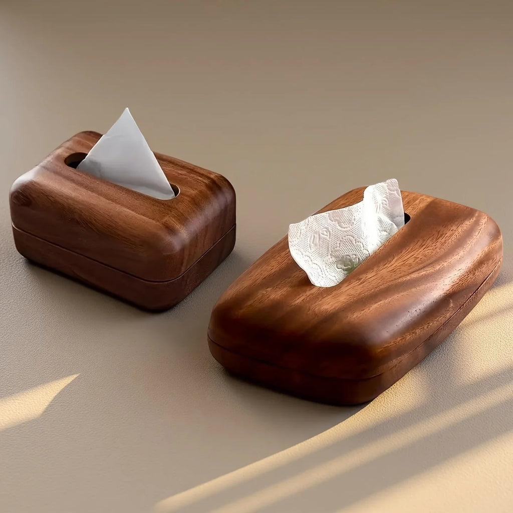 LEEAN Walnut Wood Tissue Box - Modern Minimalist Rectangular Design, Easy-to-Replace Premium Walnut Lid, Polished Finish, Suitable for Desktop, Bathroom, And Bedside Table Decor - Vintage Style Storage Box House Of Avana