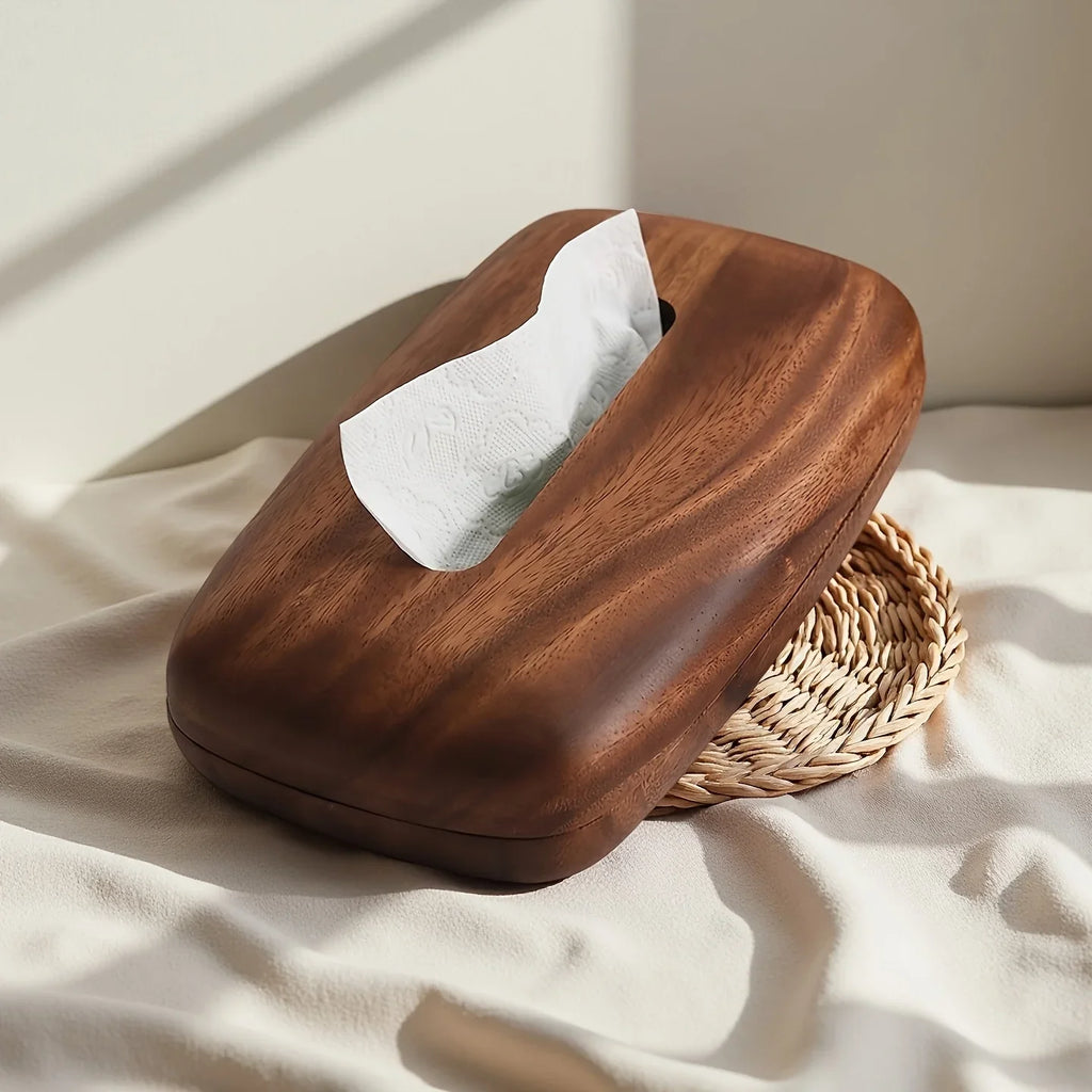 LEEAN Walnut Wood Tissue Box - Modern Minimalist Rectangular Design, Easy-to-Replace Premium Walnut Lid, Polished Finish, Suitable for Desktop, Bathroom, And Bedside Table Decor - Vintage Style Storage Box House Of Avana