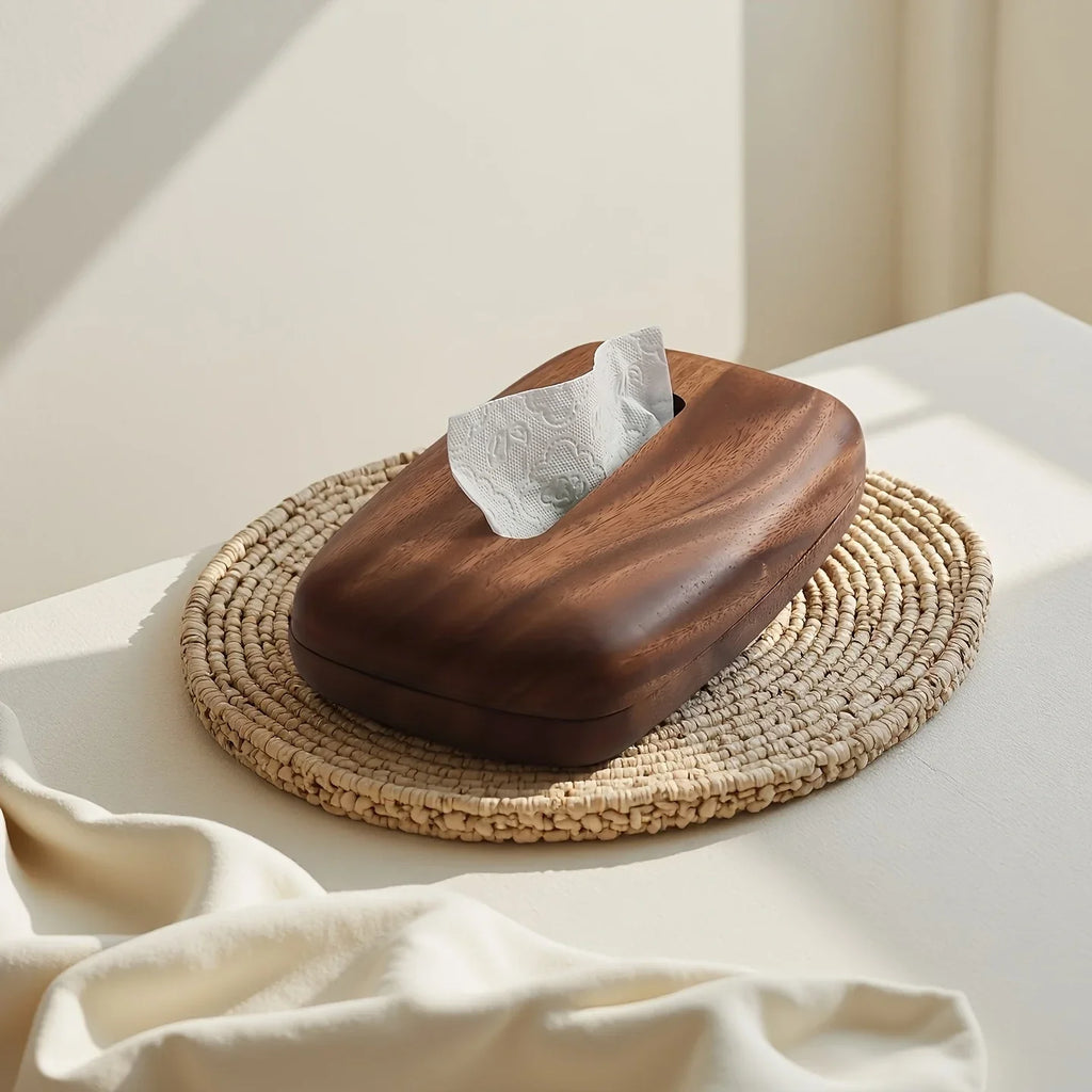 LEEAN Walnut Wood Tissue Box - Modern Minimalist Rectangular Design, Easy-to-Replace Premium Walnut Lid, Polished Finish, Suitable for Desktop, Bathroom, And Bedside Table Decor - Vintage Style Storage Box House Of Avana