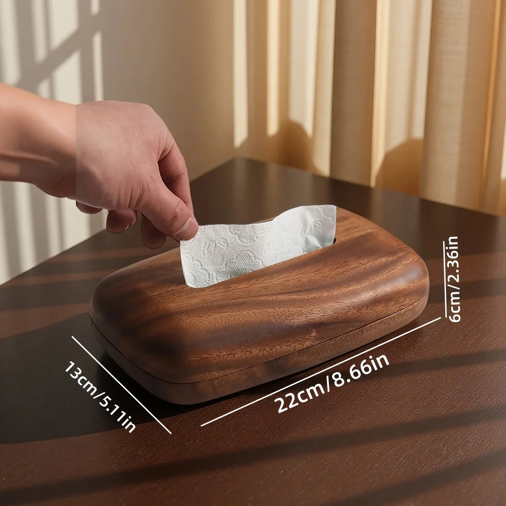 LEEAN Walnut Wood Tissue Box - Modern Minimalist Rectangular Design, Easy-to-Replace Premium Walnut Lid, Polished Finish, Suitable for Desktop, Bathroom, And Bedside Table Decor - Vintage Style Storage Box House Of Avana