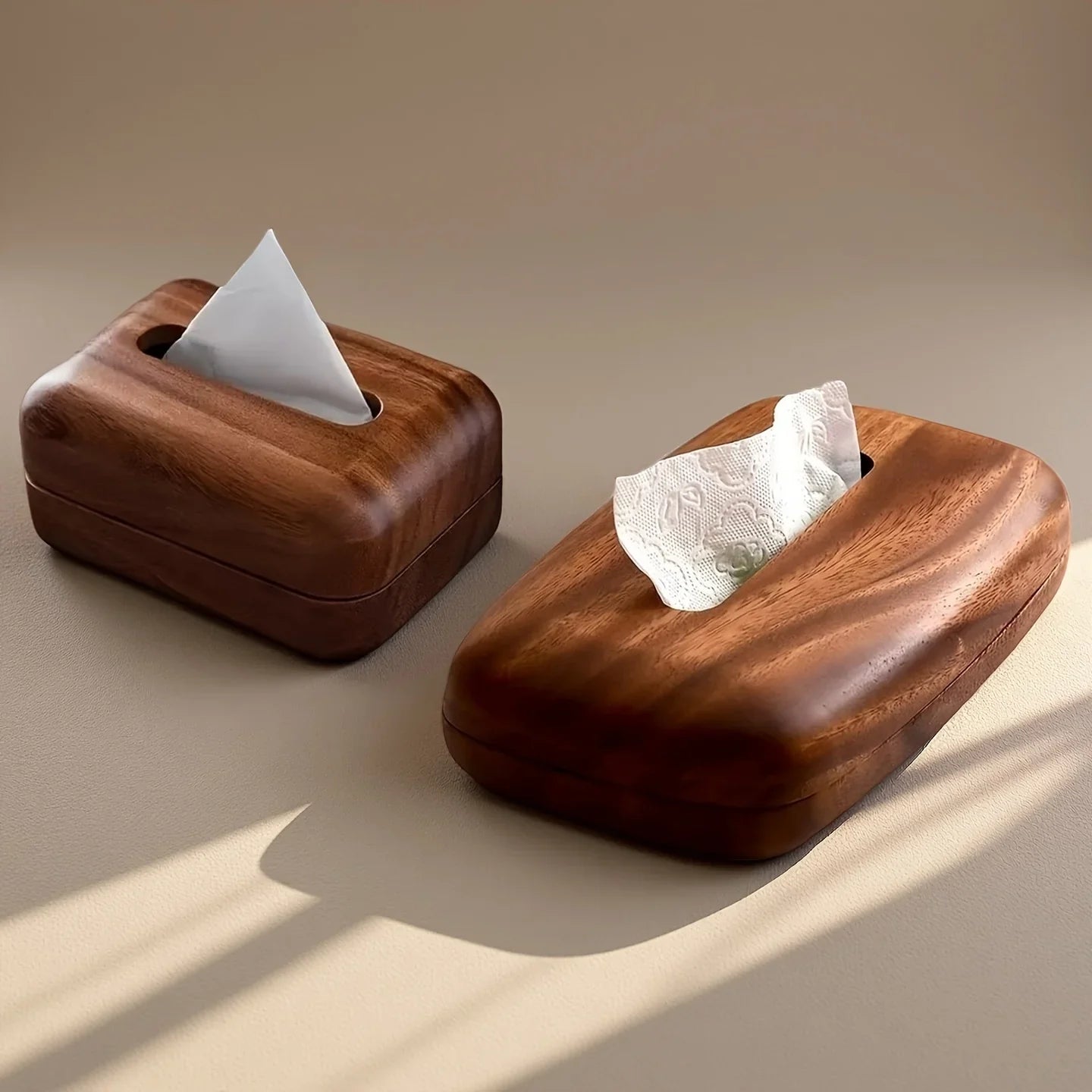LEEAN Walnut Wood Tissue Box - Modern Minimalist Rectangular Design, Easy-to-Replace Premium Walnut Lid, Polished Finish, Suitable for Desktop, Bathroom, And Bedside Table Decor - Vintage Style Storage Box House Of Avana