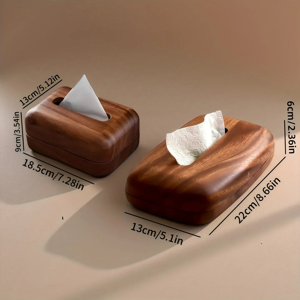 LEEAN Walnut Wood Tissue Box - Modern Minimalist Rectangular Design, Easy-to-Replace Premium Walnut Lid, Polished Finish, Suitable for Desktop, Bathroom, And Bedside Table Decor - Vintage Style Storage Box House Of Avana