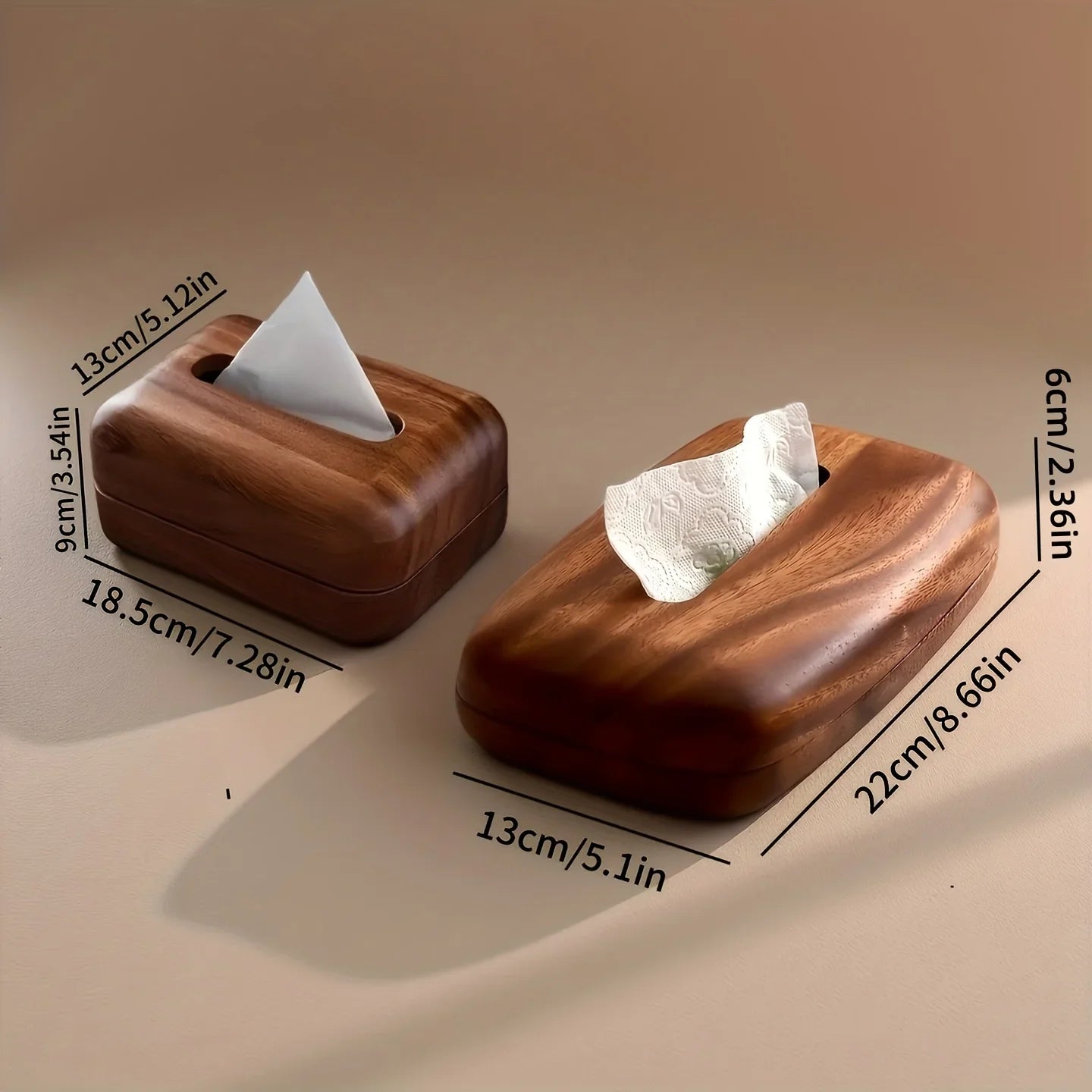 LEEAN Walnut Wood Tissue Box - Modern Minimalist Rectangular Design, Easy-to-Replace Premium Walnut Lid, Polished Finish, Suitable for Desktop, Bathroom, And Bedside Table Decor - Vintage Style Storage Box House Of Avana