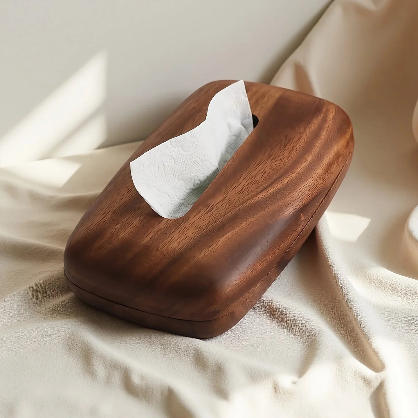 LEEAN Walnut Wood Tissue Box - Modern Minimalist Rectangular Design, Easy-to-Replace Premium Walnut Lid, Polished Finish, Suitable for Desktop, Bathroom, And Bedside Table Decor - Vintage Style Storage Box House Of Avana