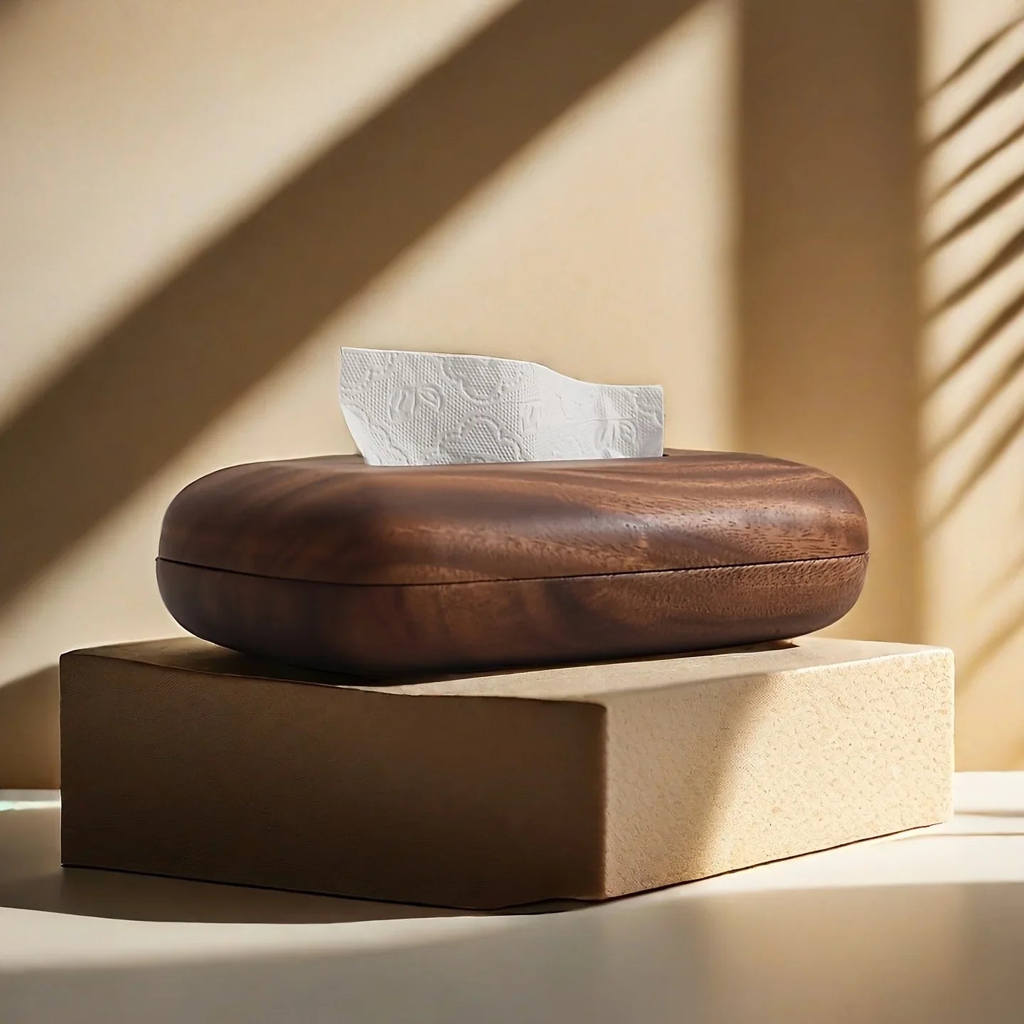 LEEAN Walnut Wood Tissue Box - Modern Minimalist Rectangular Design, Easy-to-Replace Premium Walnut Lid, Polished Finish, Suitable for Desktop, Bathroom, And Bedside Table Decor - Vintage Style Storage Box House Of Avana