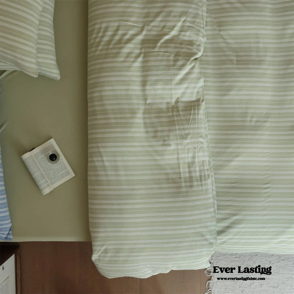 Leo Striped Jersey Knit Cotton Bedding Set / Blue Ever Lasting