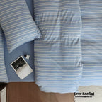 Leo Striped Jersey Knit Cotton Bedding Set / Blue Ever Lasting