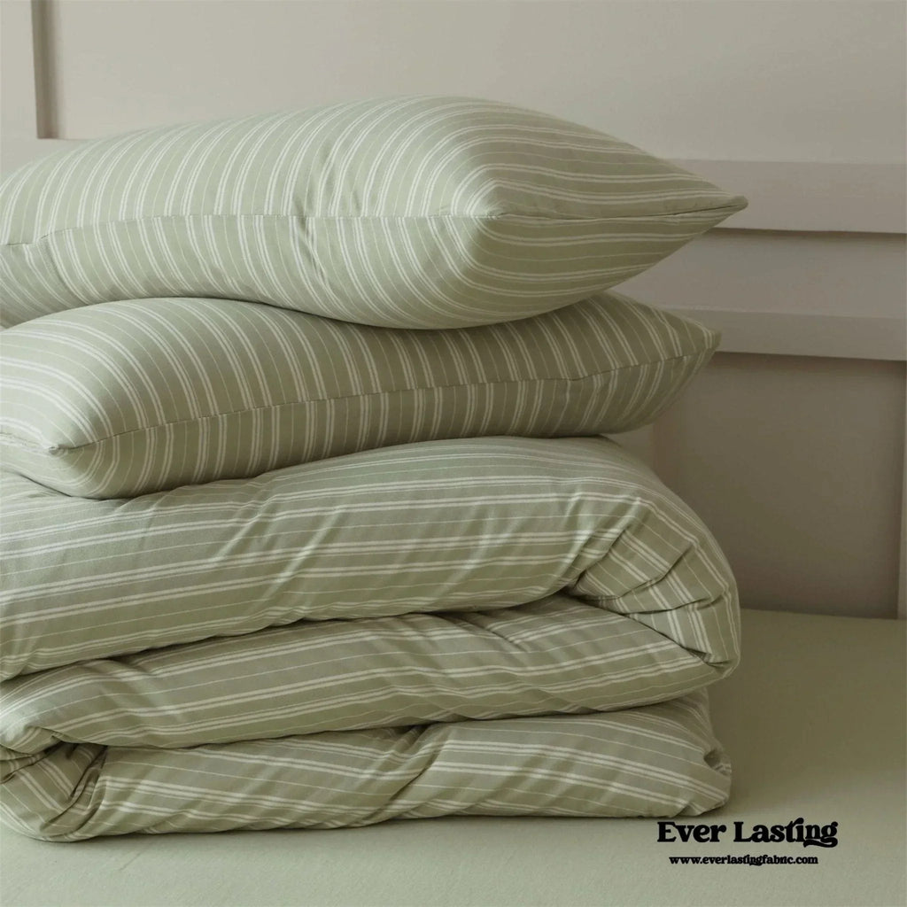Leo Striped Jersey Knit Cotton Bedding Set / Blue Ever Lasting