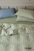 Leo Striped Jersey Knit Cotton Bedding Set / Blue Ever Lasting