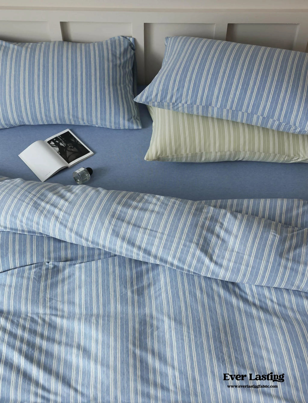 Leo Striped Jersey Knit Cotton Bedding Set / Green Ever Lasting