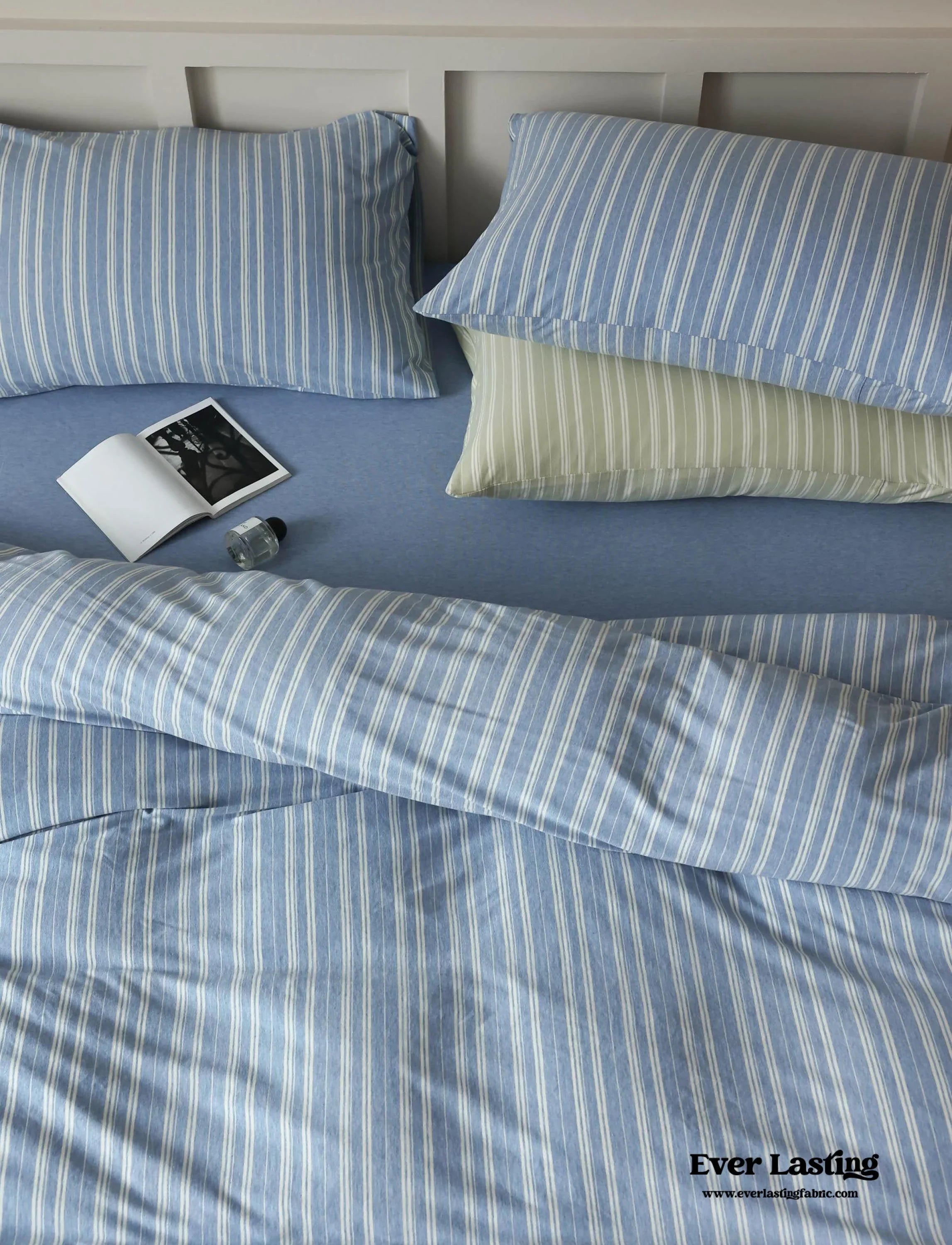 Leo Striped Jersey Knit Cotton Bedding Set / Green Ever Lasting