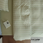 Leo Striped Jersey Knit Cotton Bedding Set / Green Ever Lasting