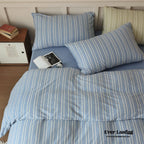 Leo Striped Jersey Knit Cotton Bedding Set / Green Ever Lasting