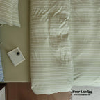 Leo Striped Jersey Knit Cotton Bedding Set / Green Ever Lasting