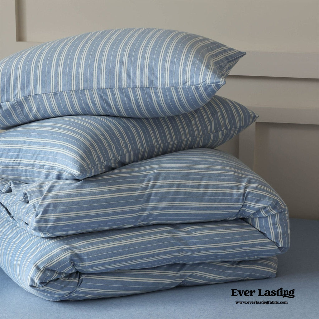 Leo Striped Jersey Knit Cotton Bedding Set / Green Ever Lasting