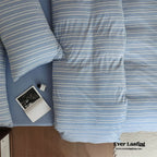 Leo Striped Jersey Knit Cotton Bedding Set / Green Ever Lasting