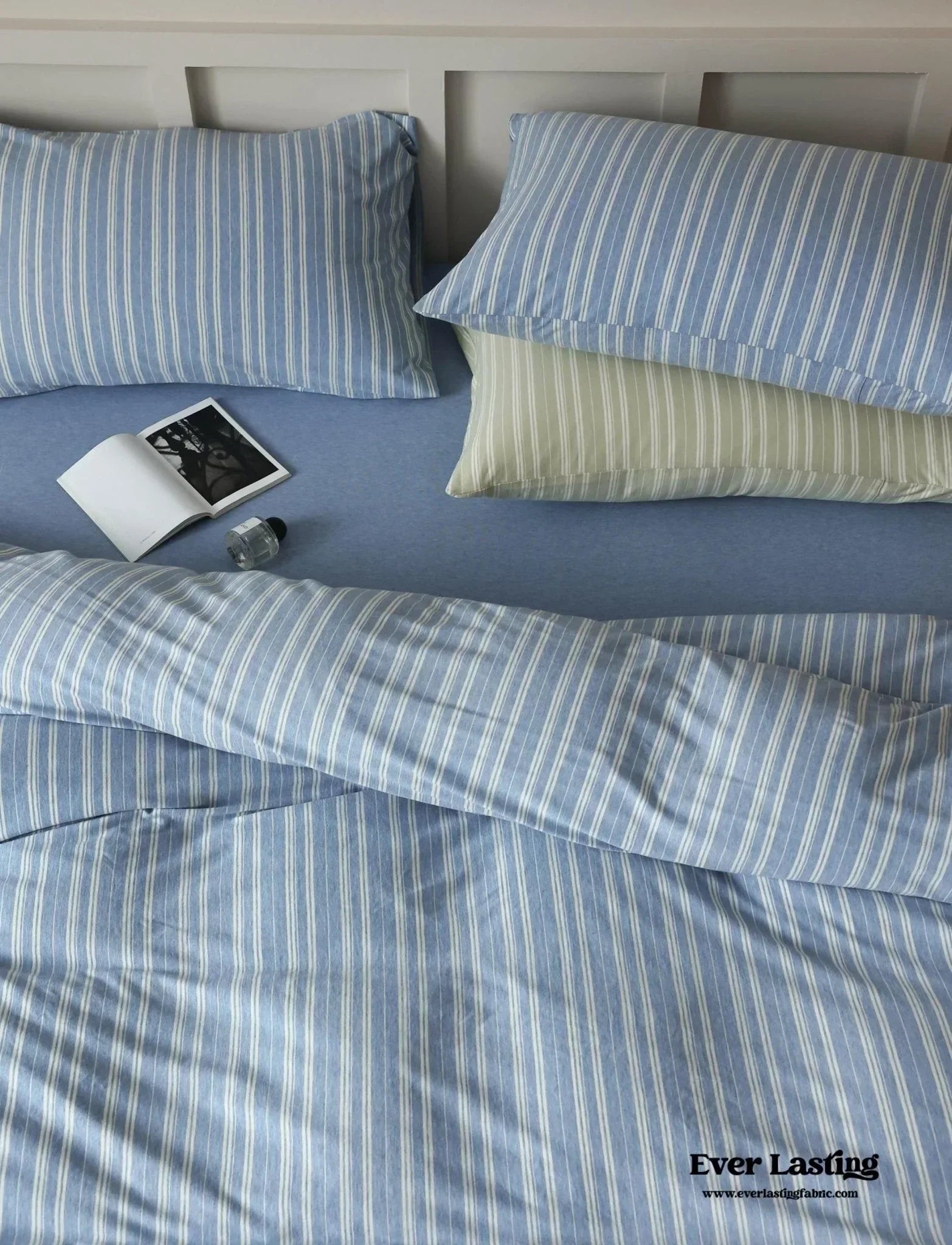 Leo Striped Jersey Knit Cotton Bedding Set / Green Ever Lasting