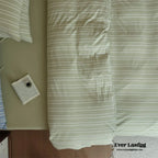 Leo Striped Jersey Knit Cotton Bedding Set / Green Ever Lasting