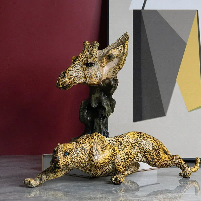 Leopard Statue Animal Figurine Sculpture - House Of Avana