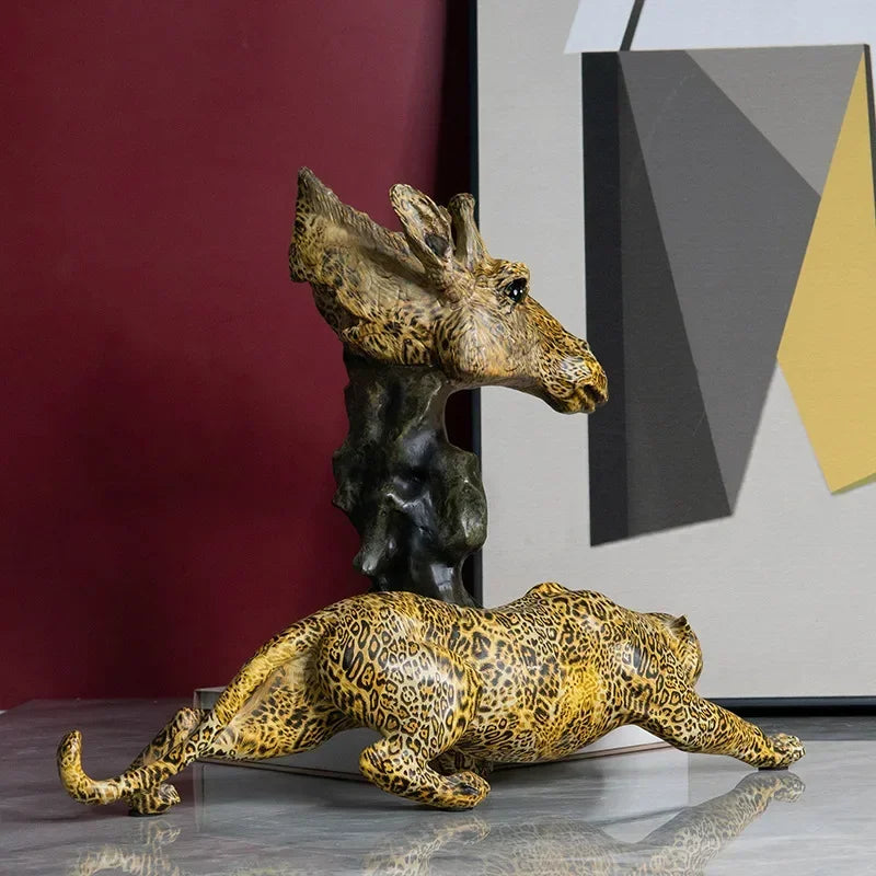 Leopard Statue Animal Figurine Sculpture - House Of Avana