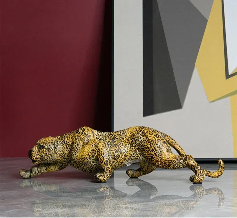 Leopard Statue Animal Figurine Sculpture - House Of Avana
