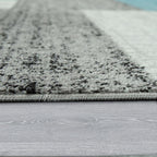 Light blue grey checkered rug, soft grey tones, woven design - House of Avana