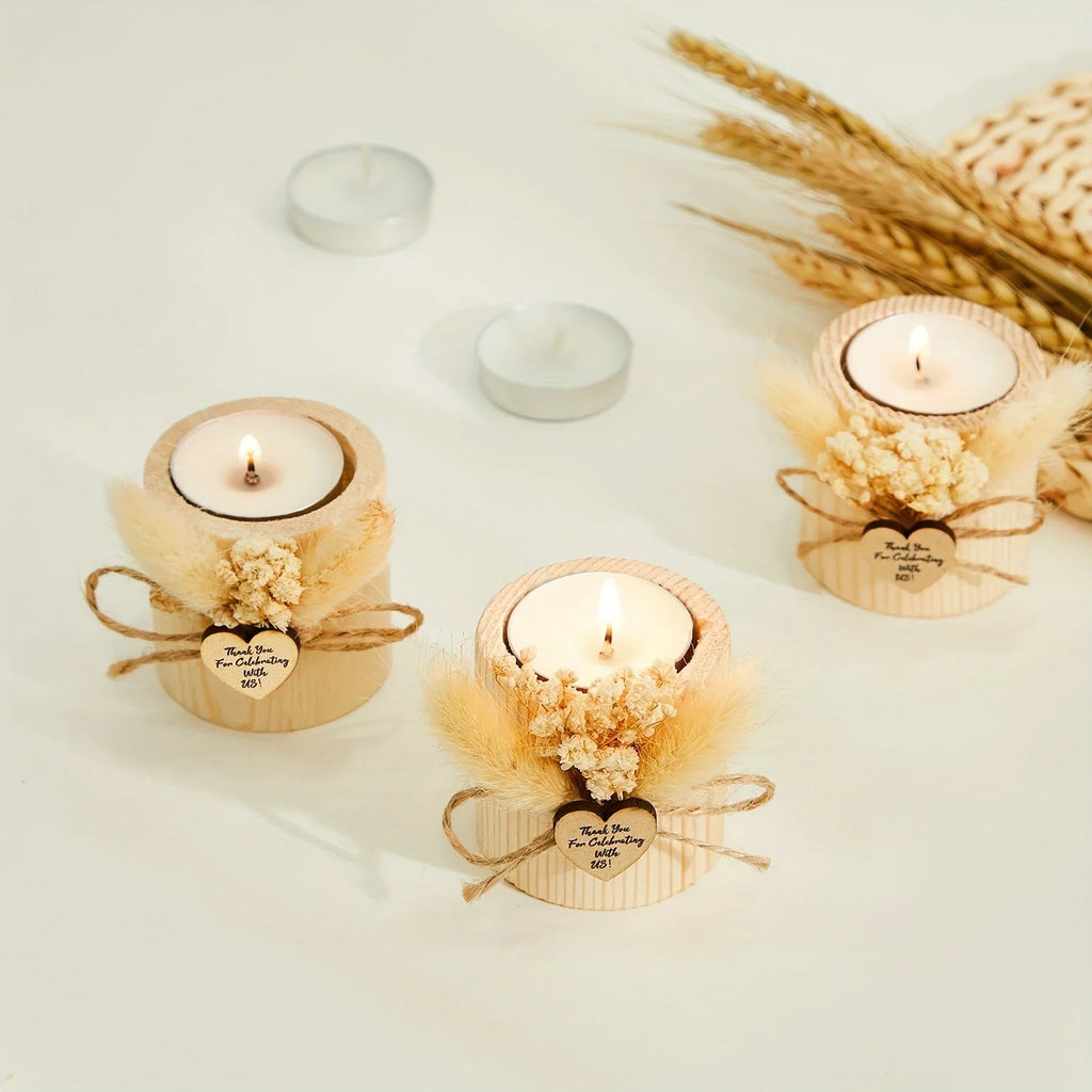 Light brown candles in decorative gift boxes, warm ambiance - House of Avana
