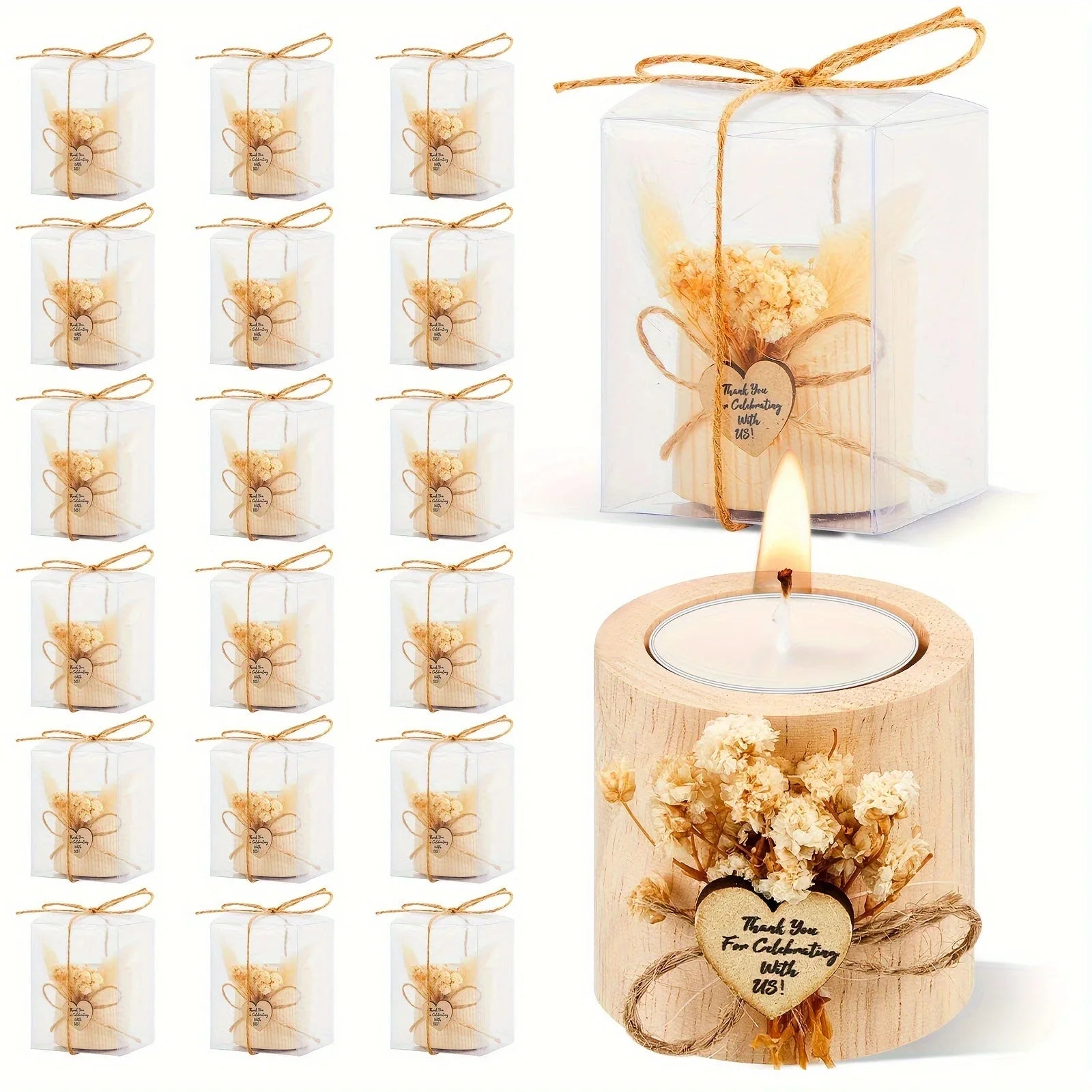 [Light Brown Wedding Party Candle Gifts] 50pcs Rustic Wedding Favor Candle Holders Bridal Shower Favors Candles Wedding Party Favors Wedding Wooden Candle Gifts Wedding Souvenirs for Guest Romantic Gifts Wedding Decorations, House Of Avana