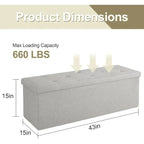 Light Grey Linen Upholstered Bedroom Living Room Entryway Storage Bench Ottoman