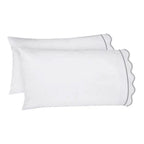 400TC Cotton Scallop Embroidery & Border Sateen Solid Sheet Set PushpLinen