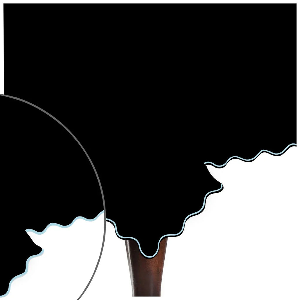 Scallop Embroidery Sateen Cotton Solid Table Cloth - Black PushpLinen