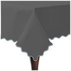 Scallop Embroidery Sateen Cotton Solid Table Cloth - Dark Grey PushpLinen