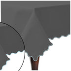 Scallop Embroidery Sateen Cotton Solid Table Cloth - Dark Grey PushpLinen