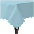 Scallop Embroidery Sateen Cotton Solid Table Cloth - Light Blue PushpLinen