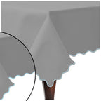 Scallop Embroidery Sateen Cotton Solid Table Cloth - Light Grey PushpLinen