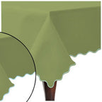 Scallop Embroidery Sateen Cotton Solid Table Cloth - Sage PushpLinen