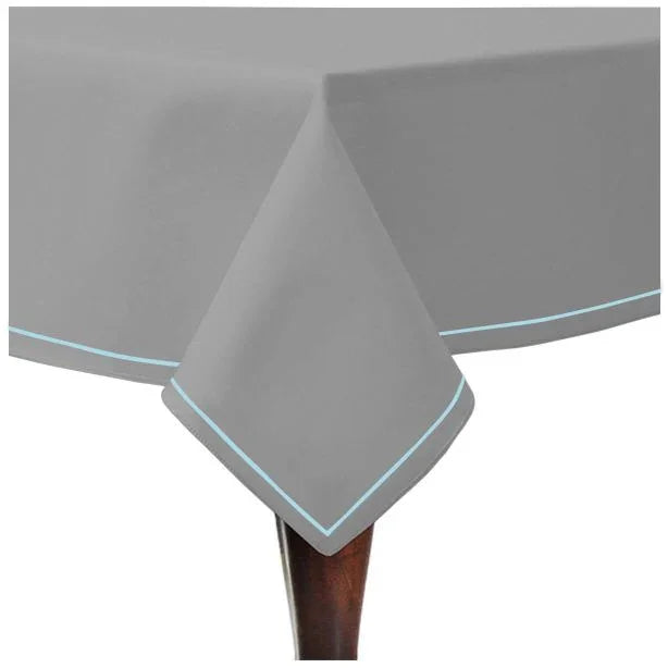 Single Embroidery Border Sateen Cotton Solid Table Cloth - Light Grey PushpLinen
