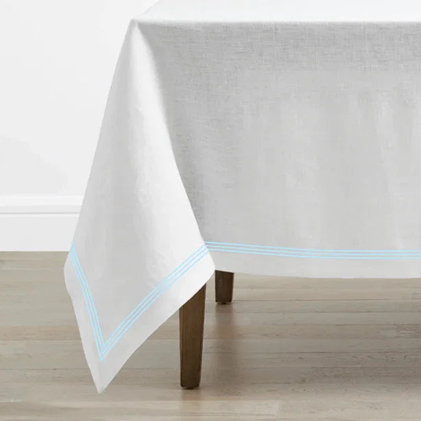 Triple Embroidery Border Linen Table Cloth PushpLinen