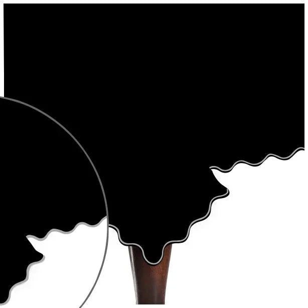 Scallop Embroidery Sateen Cotton Solid Table Cloth - Black PushpLinen