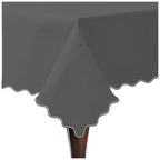 Scallop Embroidery Sateen Cotton Solid Table Cloth - Dark Grey PushpLinen