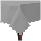 Scallop Embroidery Sateen Cotton Solid Table Cloth - Light Grey PushpLinen