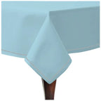 Single Embroidery Border Sateen Cotton Solid Table Cloth - Light Blue PushpLinen