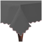 Scallop Embroidery Sateen Cotton Solid Table Cloth - Dark Grey PushpLinen