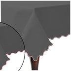 Scallop Embroidery Sateen Cotton Solid Table Cloth - Dark Grey PushpLinen