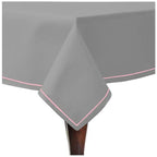 Single Embroidery Border Sateen Cotton Solid Table Cloth - Light Grey PushpLinen