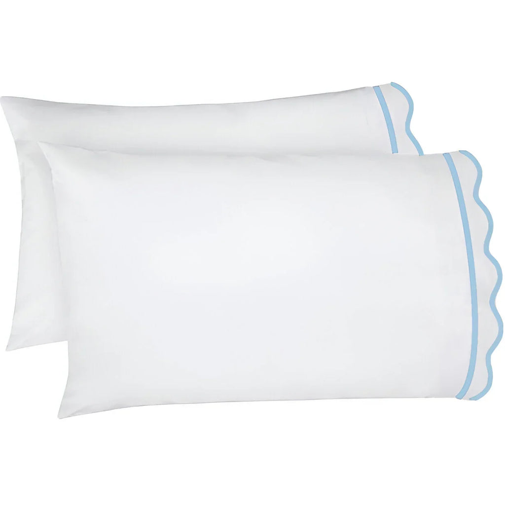 400TC Cotton Scallop Embroidery & Border Sateen Solid Pillowcases (Set Of 2) PushpLinen