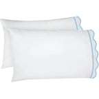400TC Cotton Scallop Embroidery & Border Sateen Solid Pillowcases (Set Of 2) PushpLinen