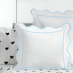 400TC Cotton Scallop Embroidery & Border Sateen Solid Euro Sham PushpLinen