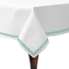Triple Embroidery Border Sateen Cotton Solid Table Cloth PushpLinen