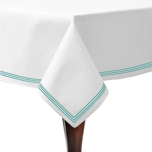 Triple Embroidery Border Sateen Cotton Solid Table Cloth PushpLinen